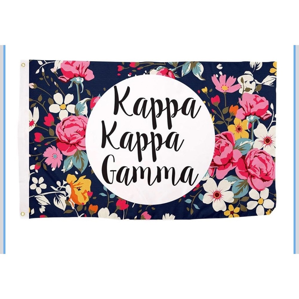Scotty Gear Kappa Kappa Gamma Floral Wall Flag Sorority Decor OS Navy Blue